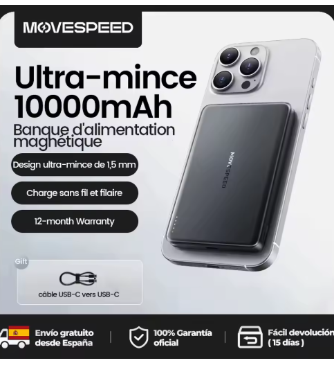 Power Bank Magnétique 10000mAh MagSafe - Charge Rapide PD20W