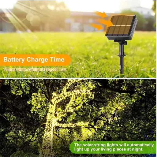 Guirlande Solaire Extérieure 50 LED Fil de Cuivre Étanche