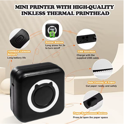 Mini Imprimante Photo Portable Bluetooth Sans Encre