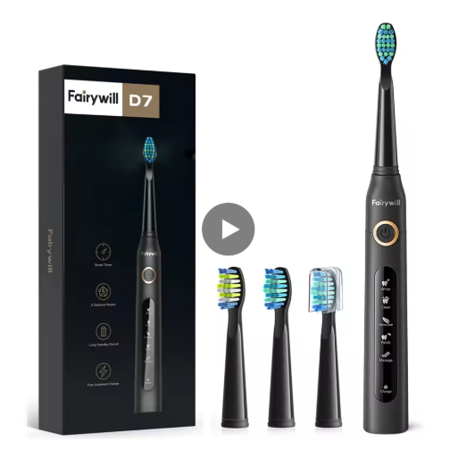 Brosse à Dents Électrique Sonique Rechargeable avec 4 Têtes