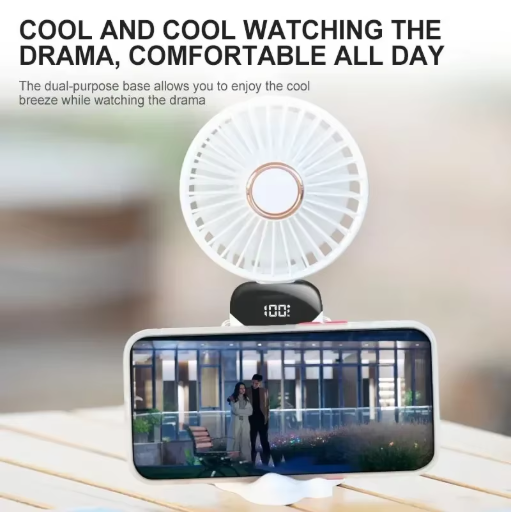 Mini Ventilateur Portable USB Support Téléphone 5 Vitesses