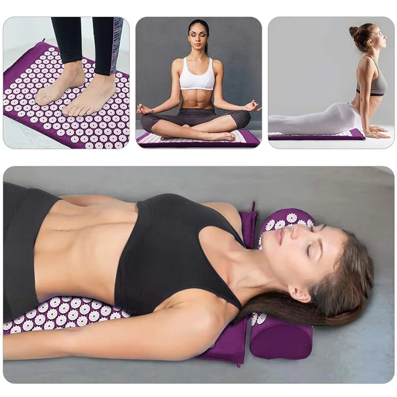 Tapis d'acupression avec oreiller - Set relaxation dos et nuque
