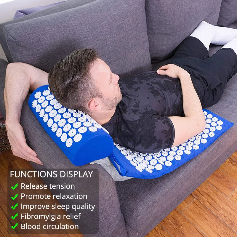 Tapis d'acupression avec oreiller - Set relaxation dos et nuque