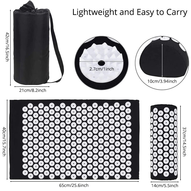 Tapis d'acupression avec oreiller - Set relaxation dos et nuque