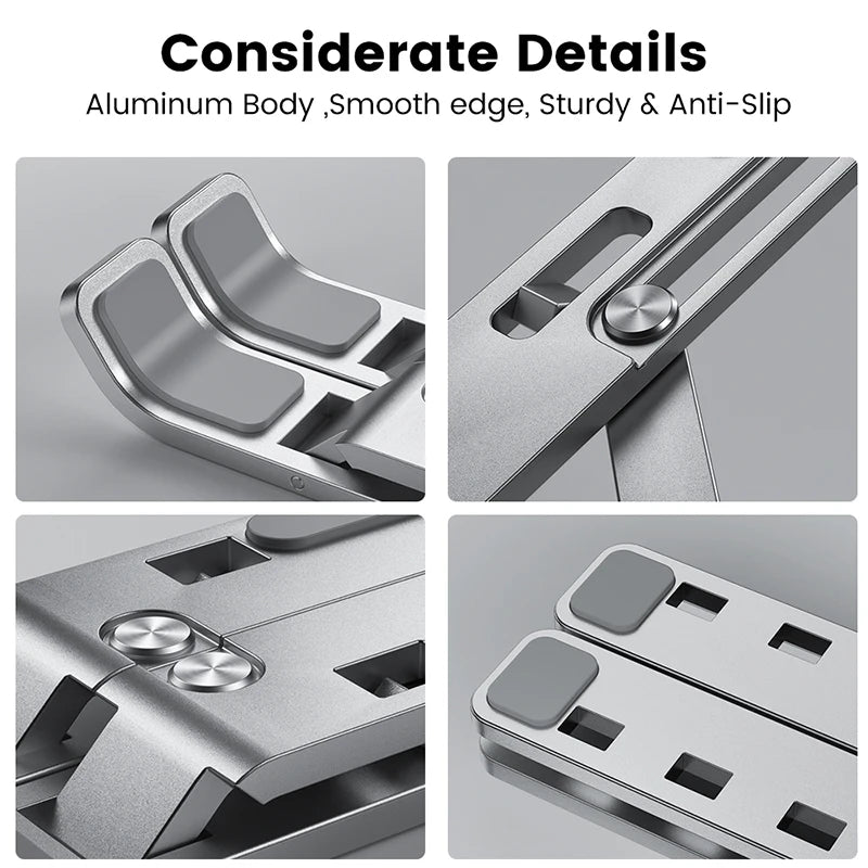 Support ordinateur portable pliable en aluminium — réglable, ventilé