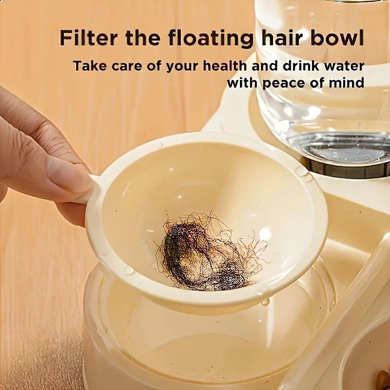 Distributeur automatique de croquettes 2-en-1 - Eau et nourriture sèche pour chat et petit chien