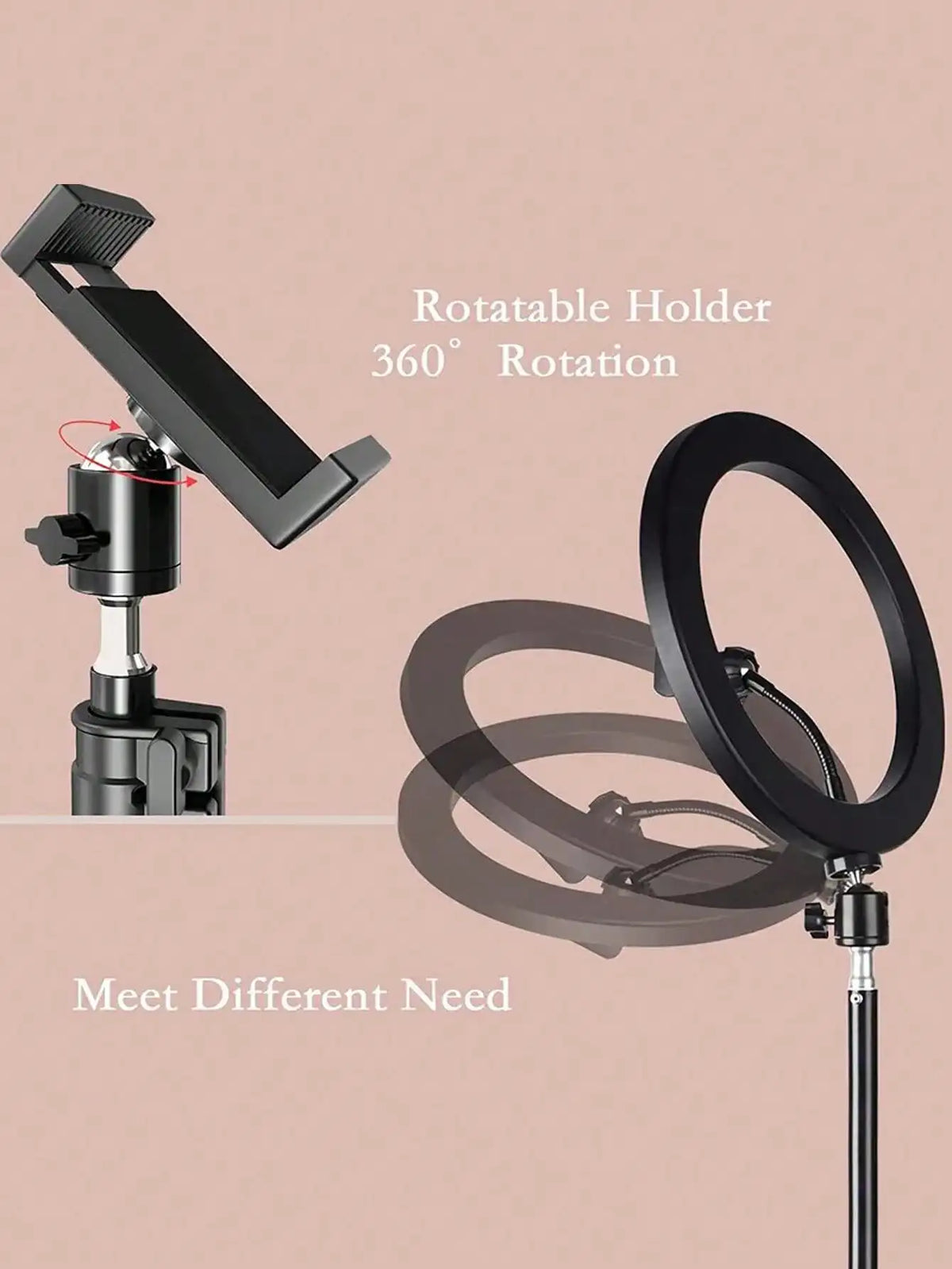 Kit trépied 110cm + anneau lumineux LED 10" — streaming, selfie & visio nomade