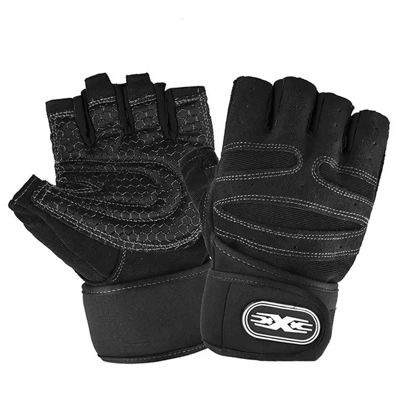 Gants d'entraînement fitness demi-doigt - Bracelet de poignet, musculation et haltérophilie