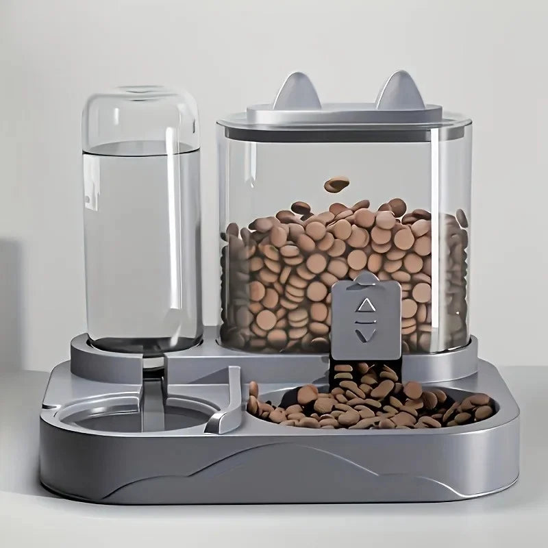 Distributeur automatique de croquettes 2-en-1 - Eau et nourriture sèche pour chat et petit chien