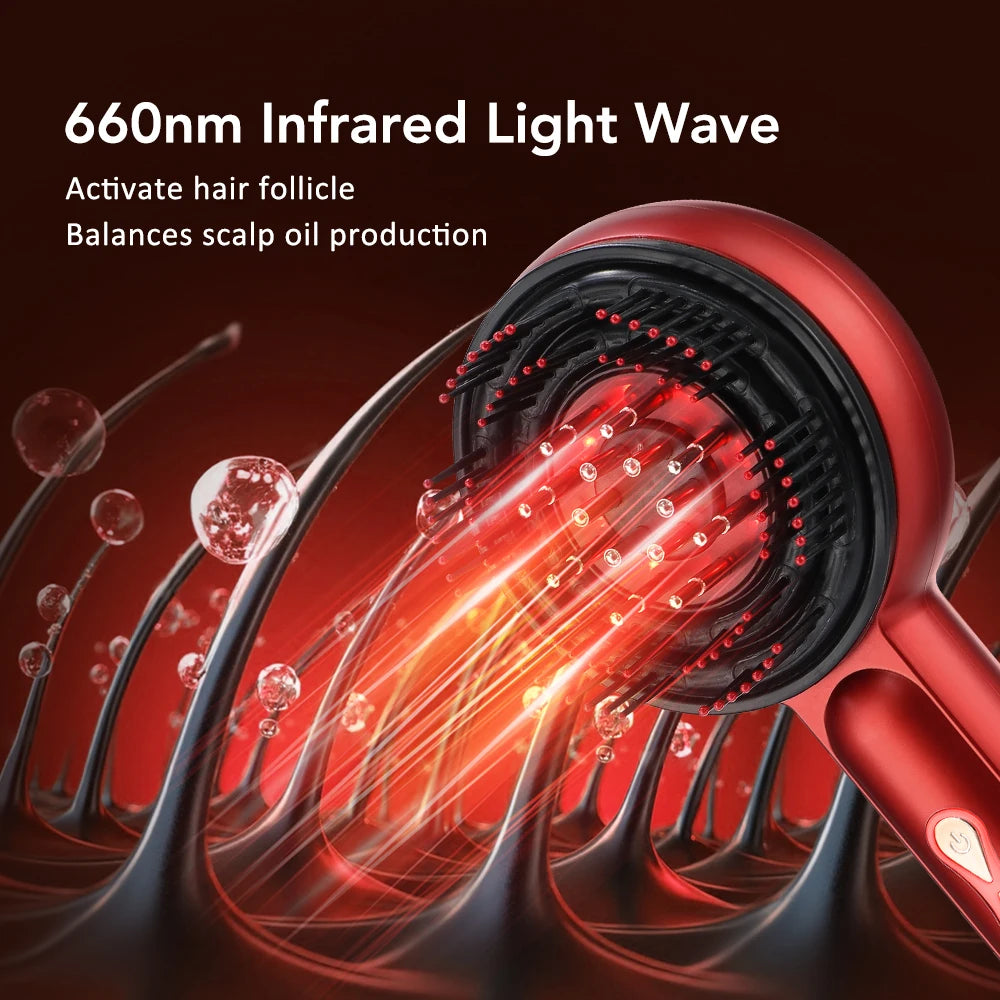 Peigne de massage électrique pour cuir chevelu - Lumière rouge infrarouge, anti-chute de cheveux