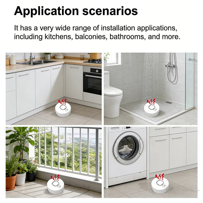 Détecteur de fuite d'eau WiFi intelligent - Alarme sonore haute intensité, alerte à distance via application