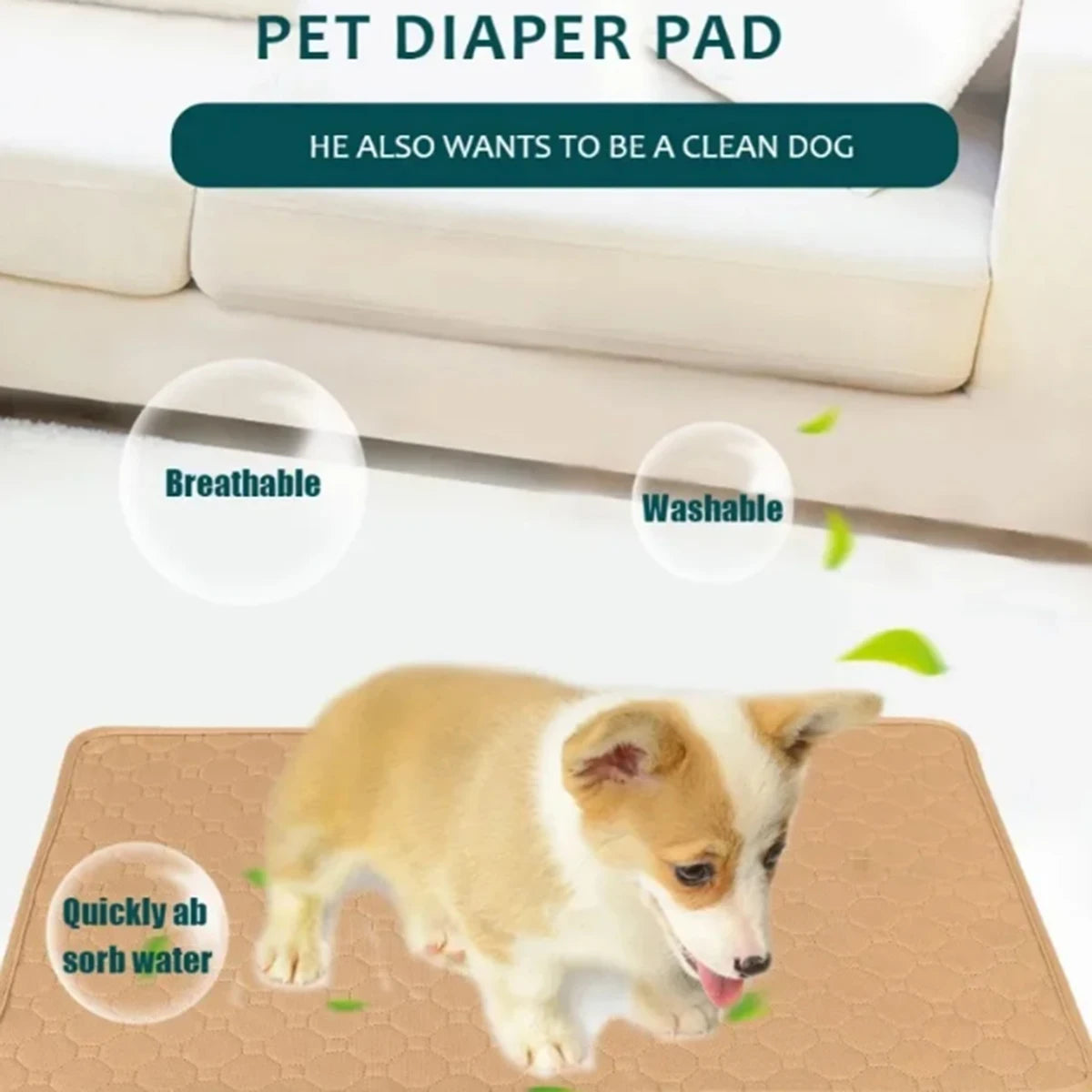 Tapis absorbant réutilisable et lavable pour chien - Imperméable, protection sol/voiture/canapé