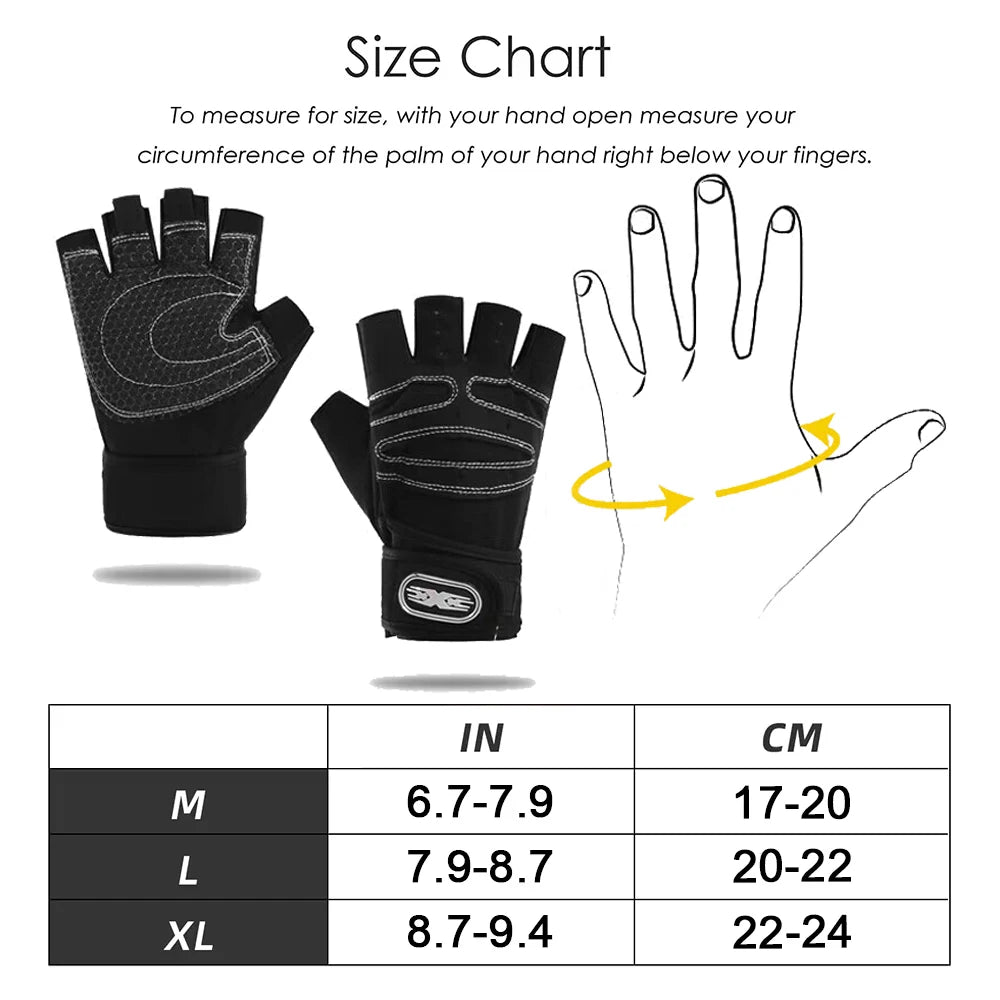 Gants d'entraînement fitness demi-doigt - Bracelet de poignet, musculation et haltérophilie