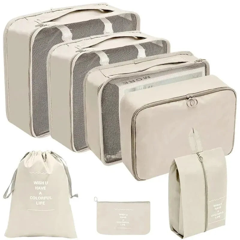 Ensemble de cubes de rangement pour valise, organiseur de voyage pliable (7 pièces)