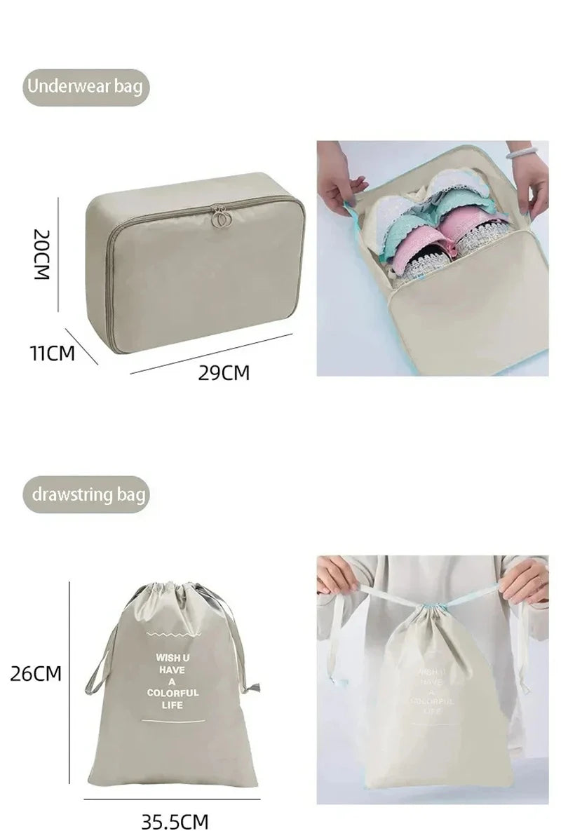 Ensemble de cubes de rangement pour valise, organiseur de voyage pliable (7 pièces)