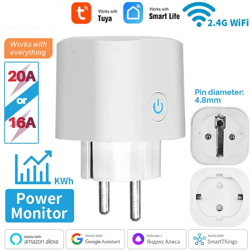 Prise connectée WiFi 16A/20A - mesure de consommation, programmable, compatible Alexa/Google Home