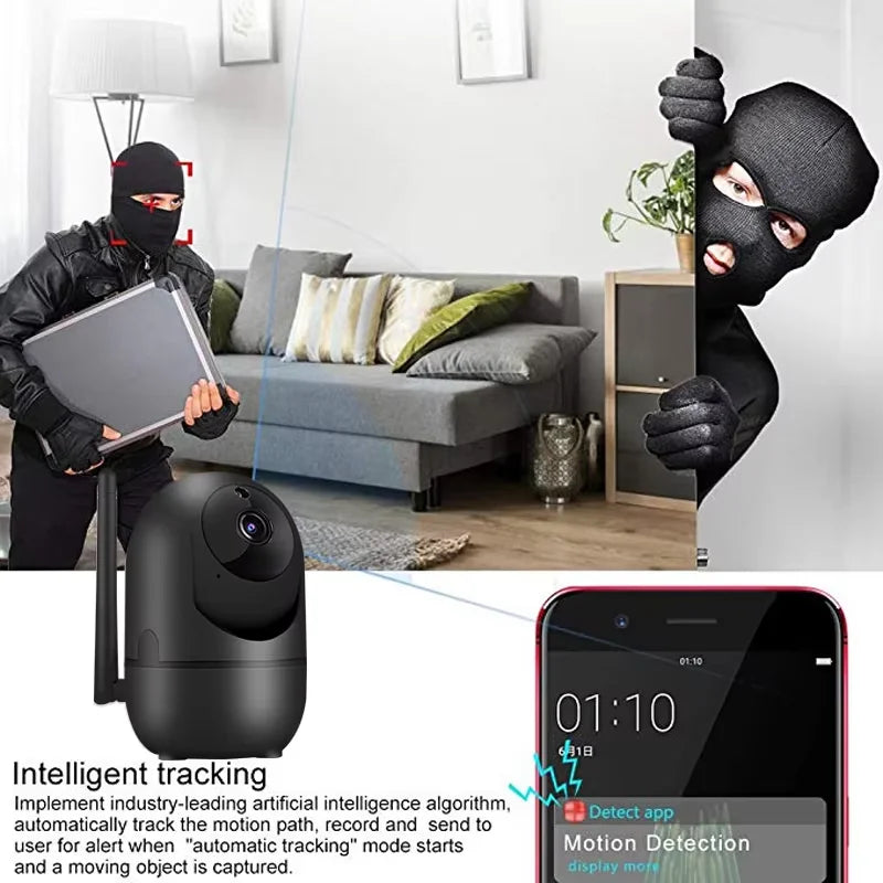 Caméra de surveillance WiFi intérieure - rotation 360°, vision nocturne, application YCC365