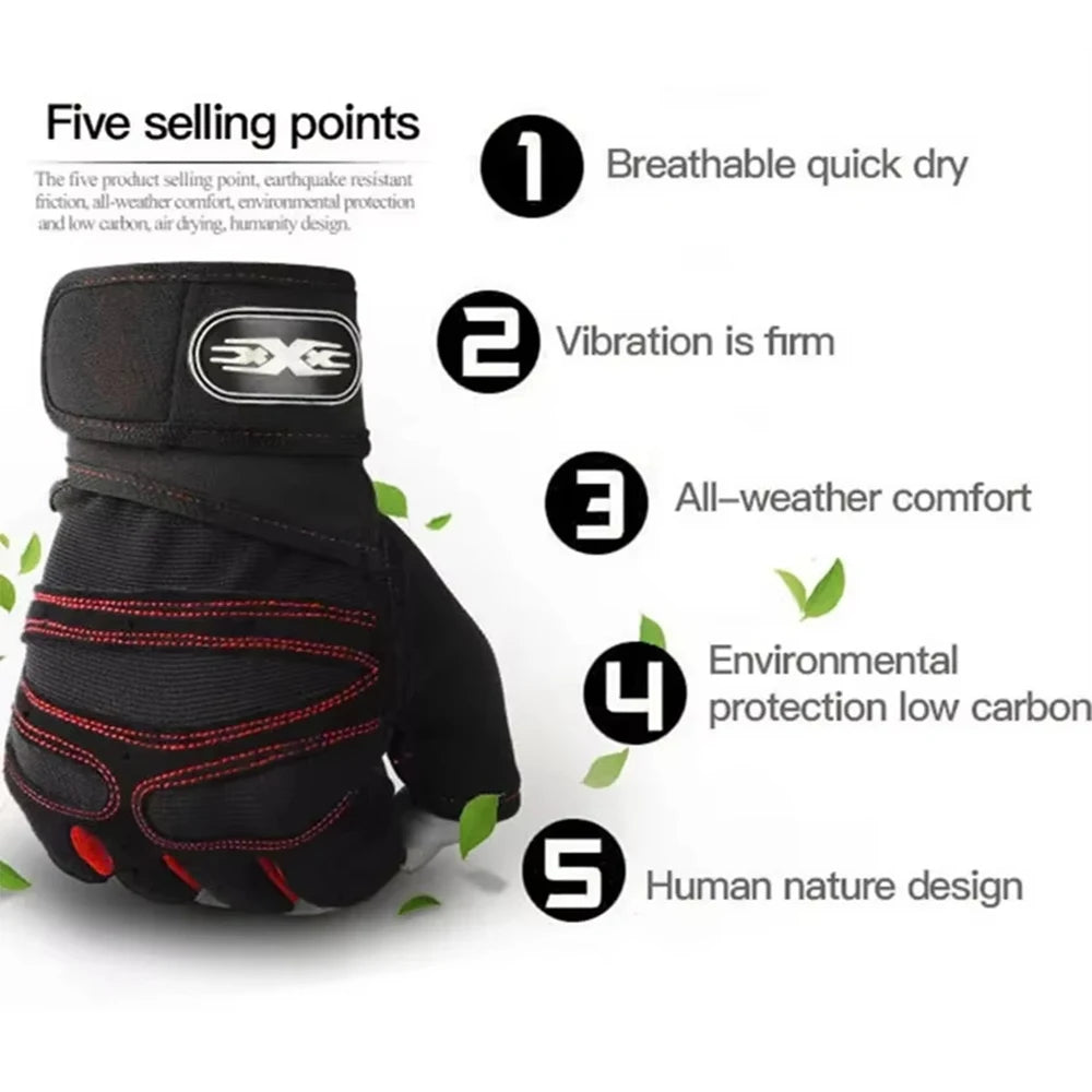 Gants d'entraînement fitness demi-doigt - Bracelet de poignet, musculation et haltérophilie