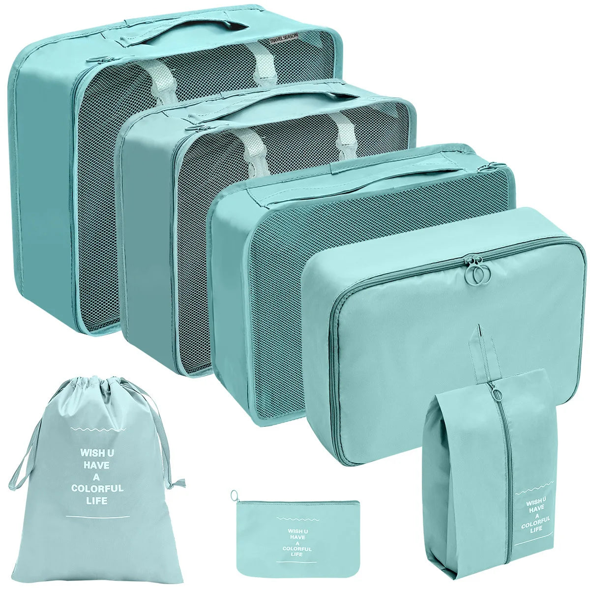 Ensemble de cubes de rangement pour valise, organiseur de voyage pliable (7 pièces)