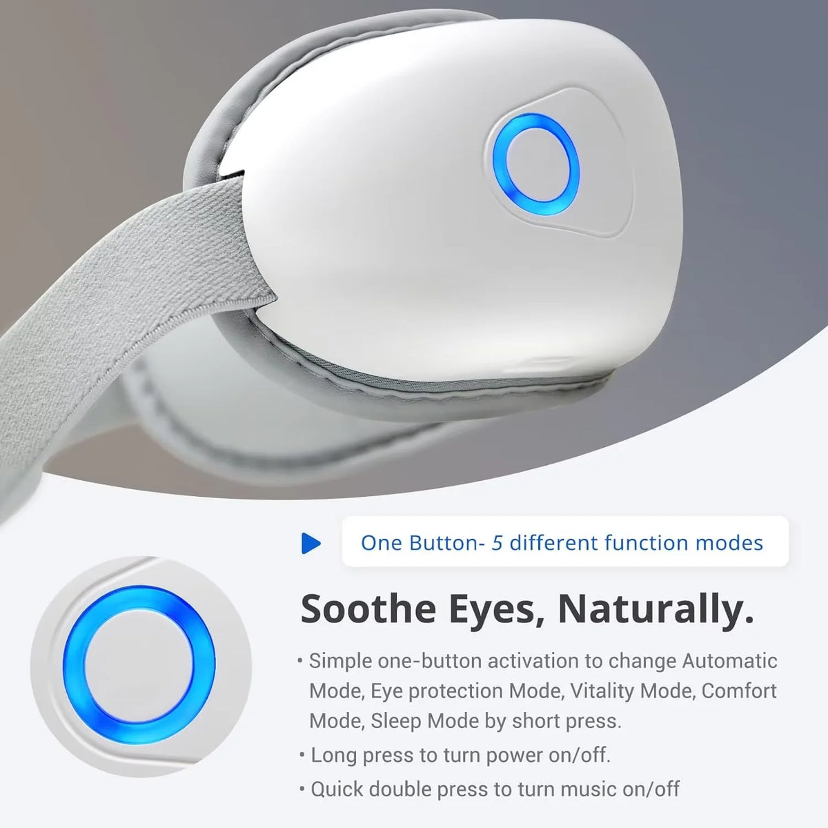 Masseur oculaire intelligent - Airbag, vibration et musique Bluetooth, pliable