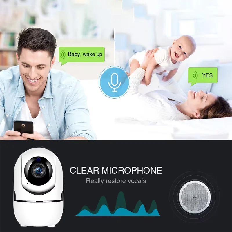 Caméra de surveillance WiFi intérieure - rotation 360°, vision nocturne, application YCC365
