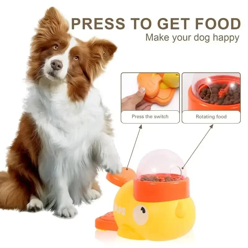Jouet interactif 2-en-1 distributeur de friandises pour chien - Design canard, alimentation lente