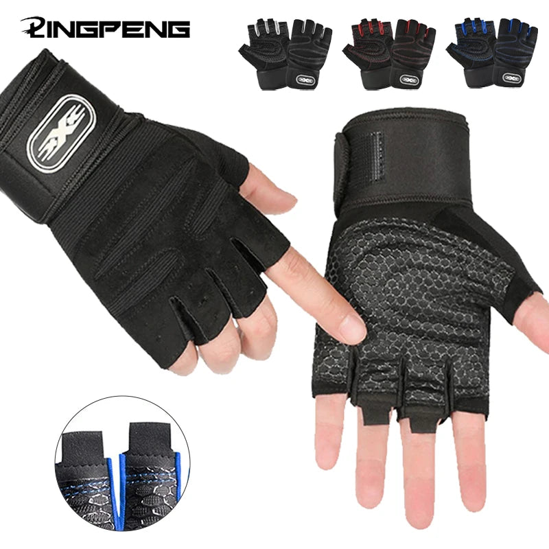 Gants d'entraînement fitness demi-doigt - Bracelet de poignet, musculation et haltérophilie