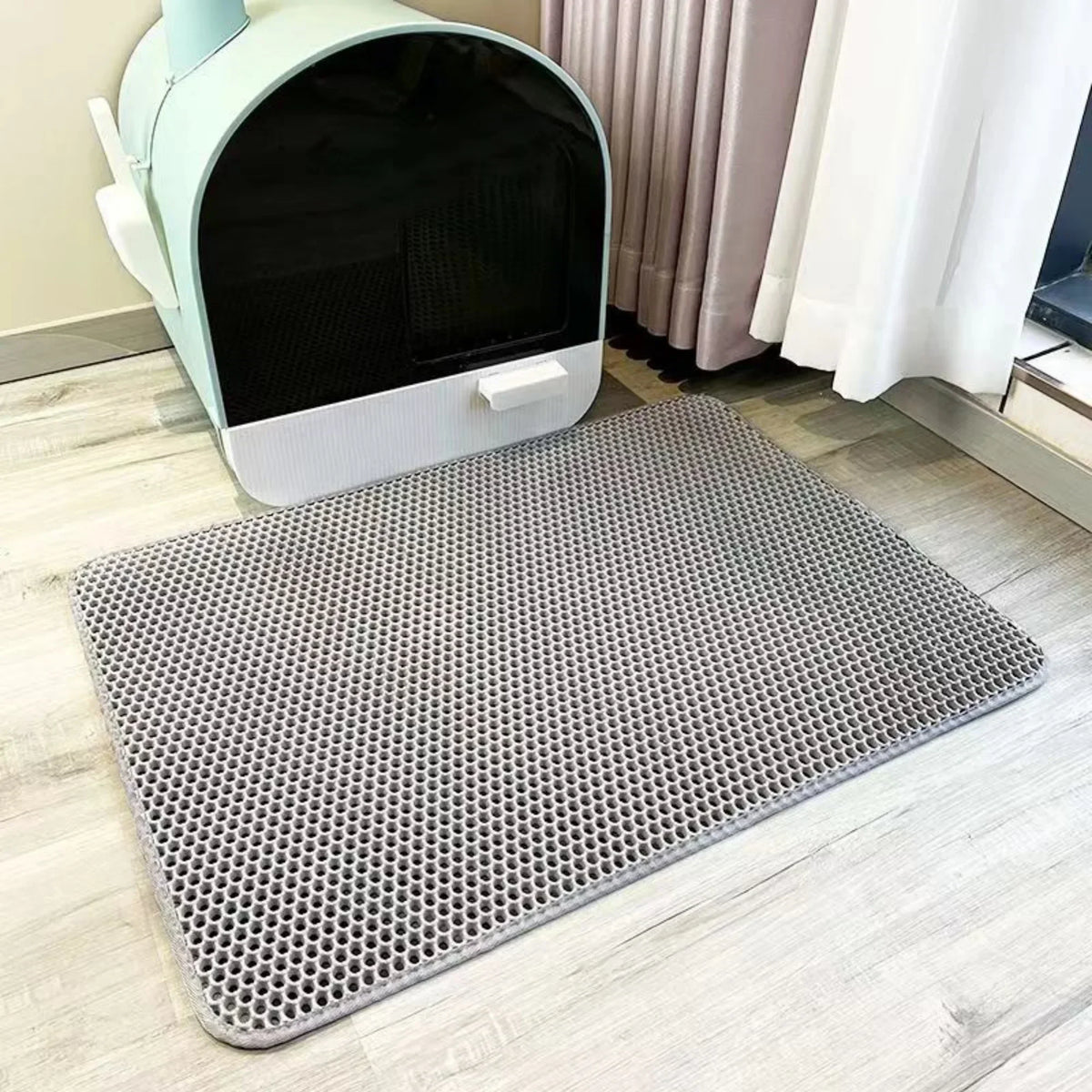 Tapis de litière pour chat étanche antidérapant - Double couche, piège les grains, protège le sol