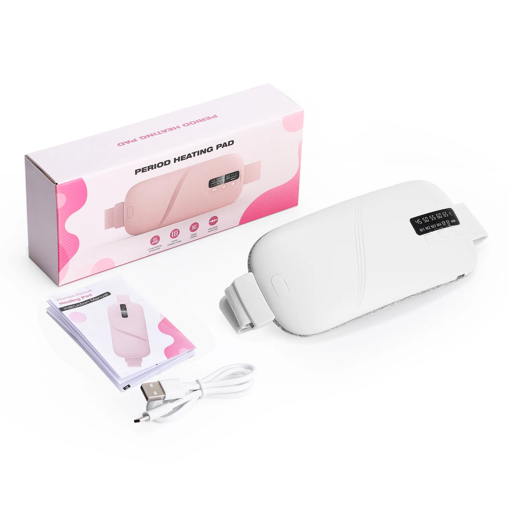 Ceinture chauffante menstruelle - 4 modes, vibration et chaleur, soulagement des règles douloureuses