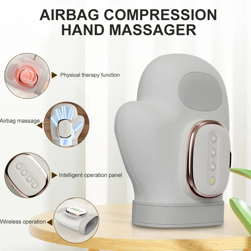 Gants de massage électriques pour les mains - Airbag, vibration et chaleur, canal carpien