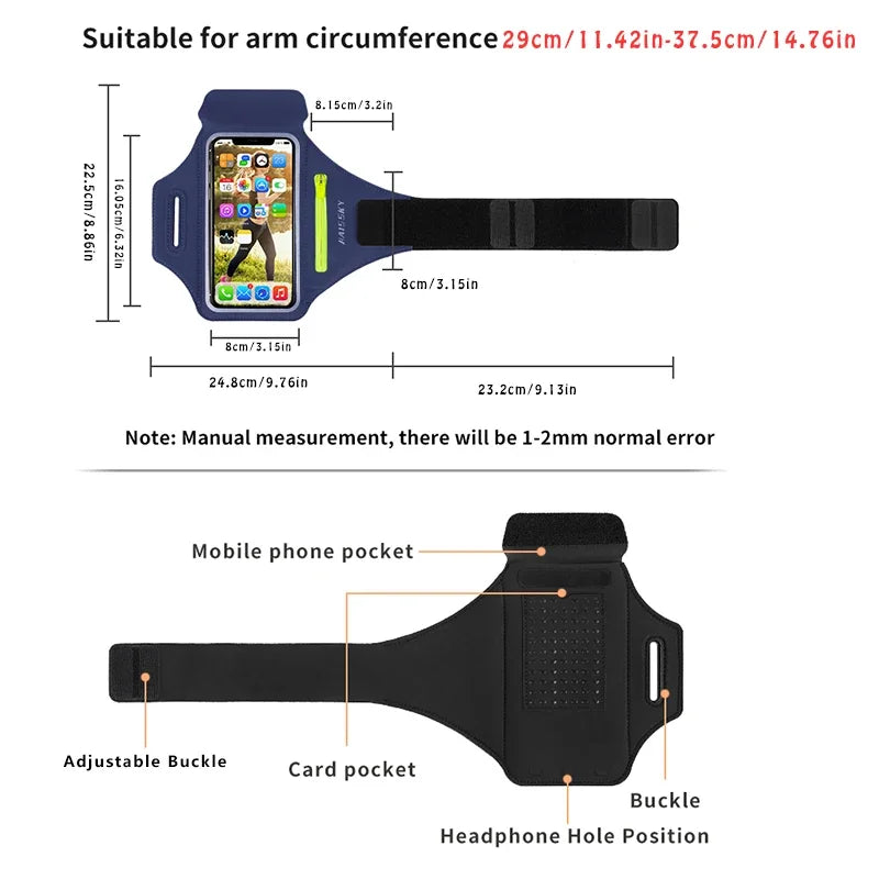 Brassard de sport HAISSKY — étanche, pour course à pied, compatible iPhone/Samsung