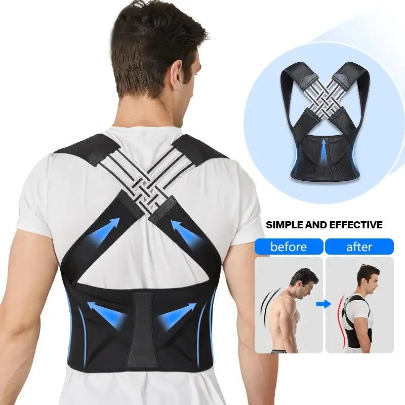 Correcteur de posture réglable — maintien du dos, discret sous les vêtements
