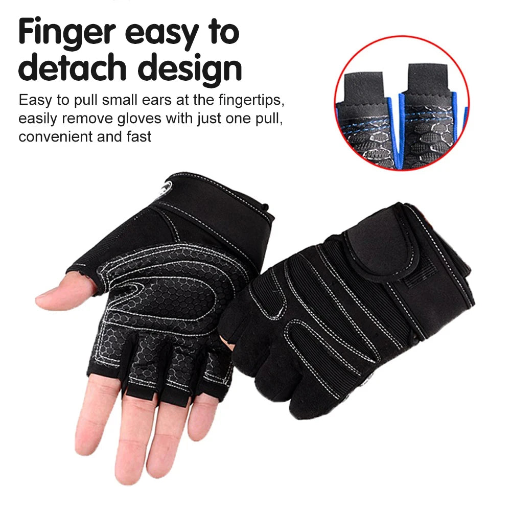 Gants d'entraînement fitness demi-doigt - Bracelet de poignet, musculation et haltérophilie