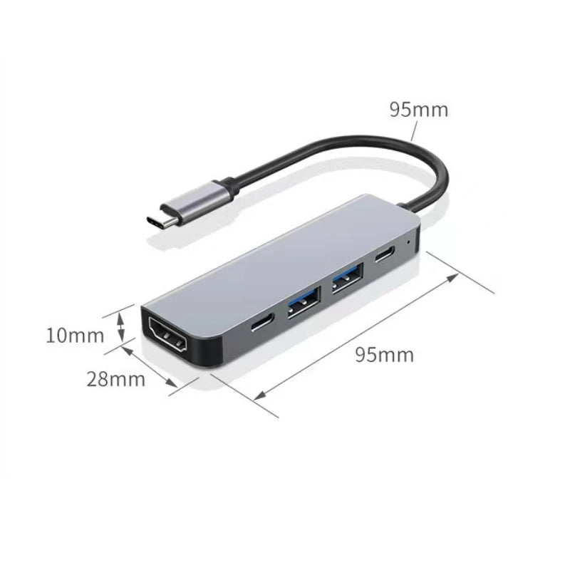 Hub USB-C 6-en-1 vers HDMI 4K — station multiport pour PC portable et tablette
