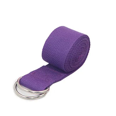 Sangle d'étirement yoga 183cm - Ceinture fitness réglable en coton, D-ring, pilates et stretching