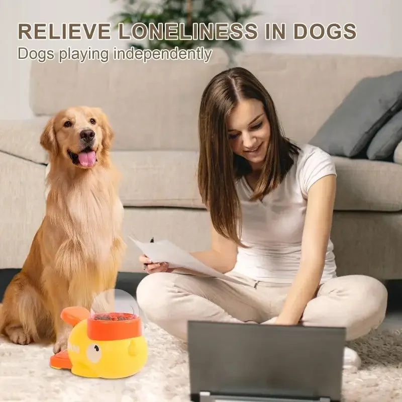 Jouet interactif 2-en-1 distributeur de friandises pour chien - Design canard, alimentation lente
