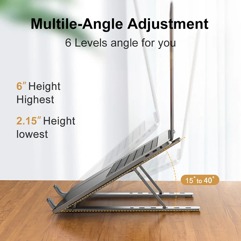 Support ordinateur portable pliable en aluminium — réglable, ventilé