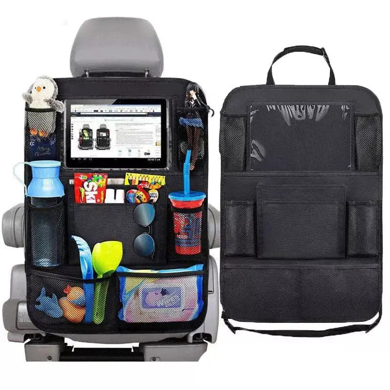 Organisateur de siège arrière avec support tablette tactile, rangement auto multipoches