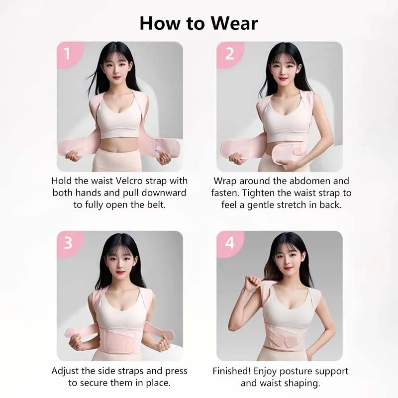 Correcteur de posture réglable — maintien du dos, discret sous les vêtements
