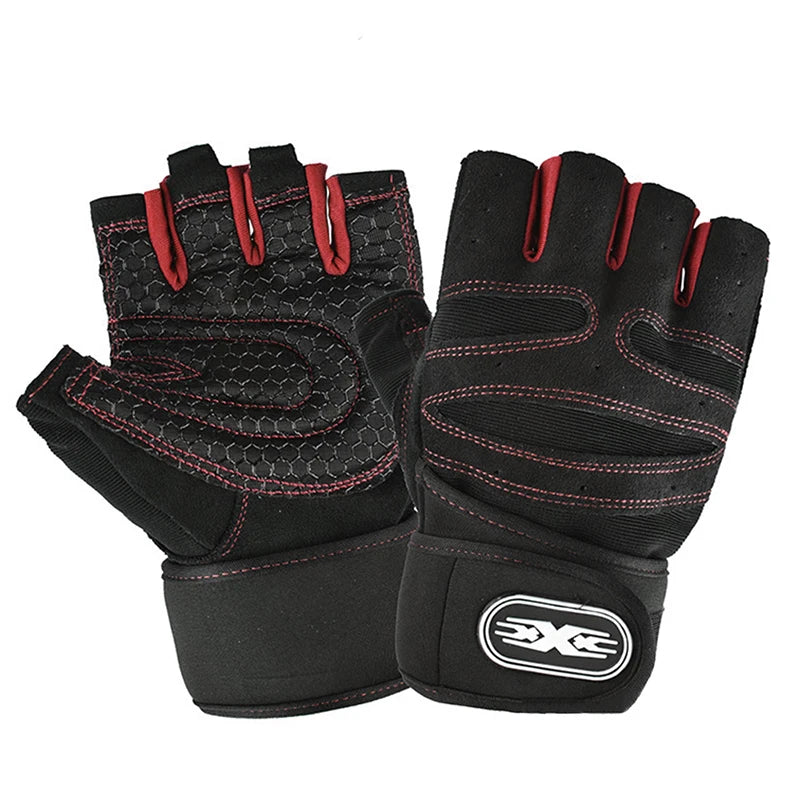 Gants d'entraînement fitness demi-doigt - Bracelet de poignet, musculation et haltérophilie