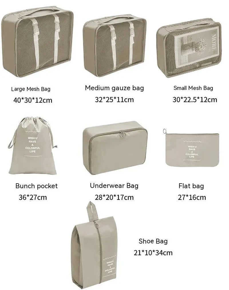 Ensemble de cubes de rangement pour valise, organiseur de voyage pliable (7 pièces)