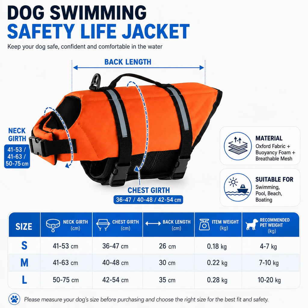Gilet de sauvetage réfléchissant pour chien - Veste de natation flottaison renforcée avec poignée de secours