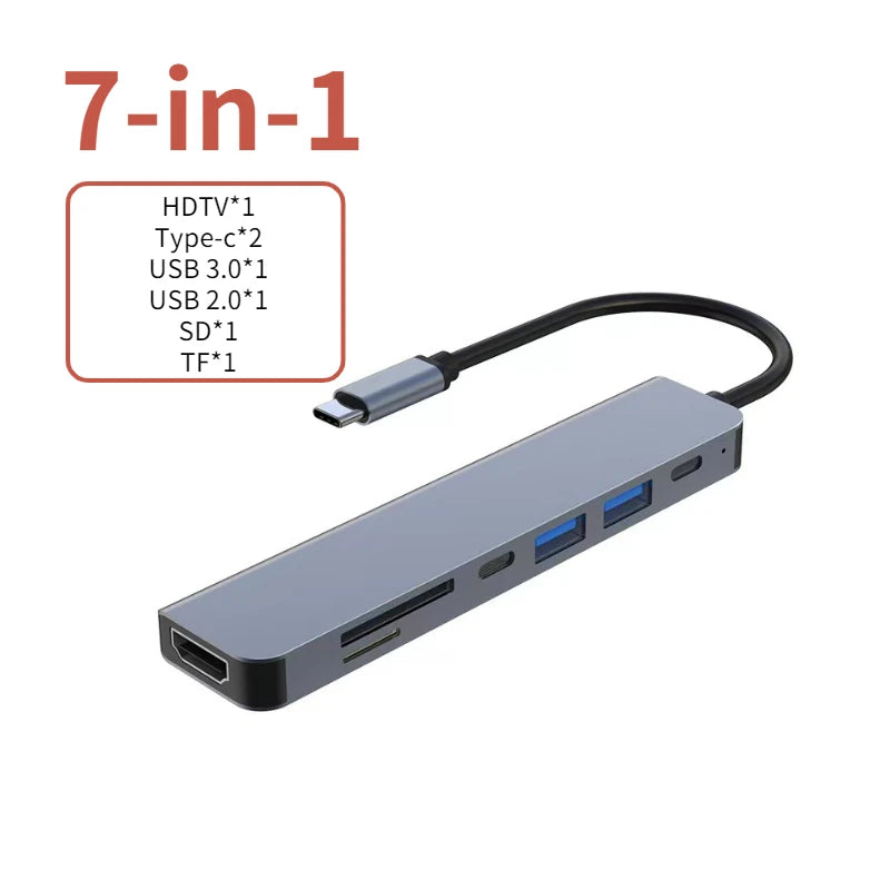 Hub USB-C 6-en-1 vers HDMI 4K — station multiport pour PC portable et tablette