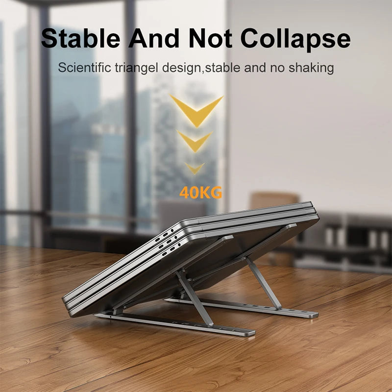 Support ordinateur portable pliable en aluminium — réglable, ventilé