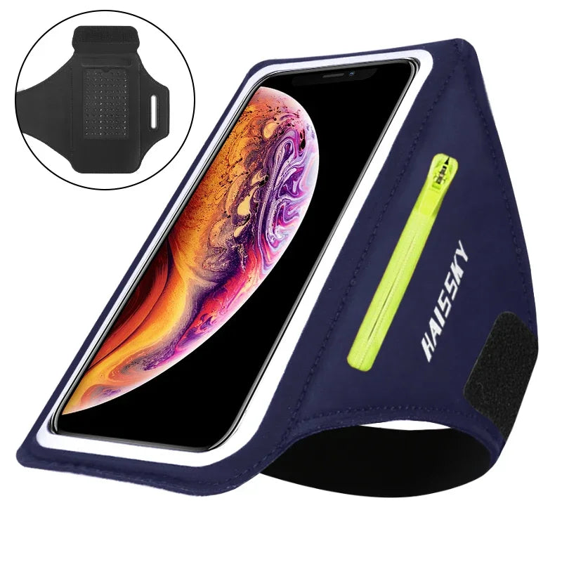Brassard de sport HAISSKY — étanche, pour course à pied, compatible iPhone/Samsung