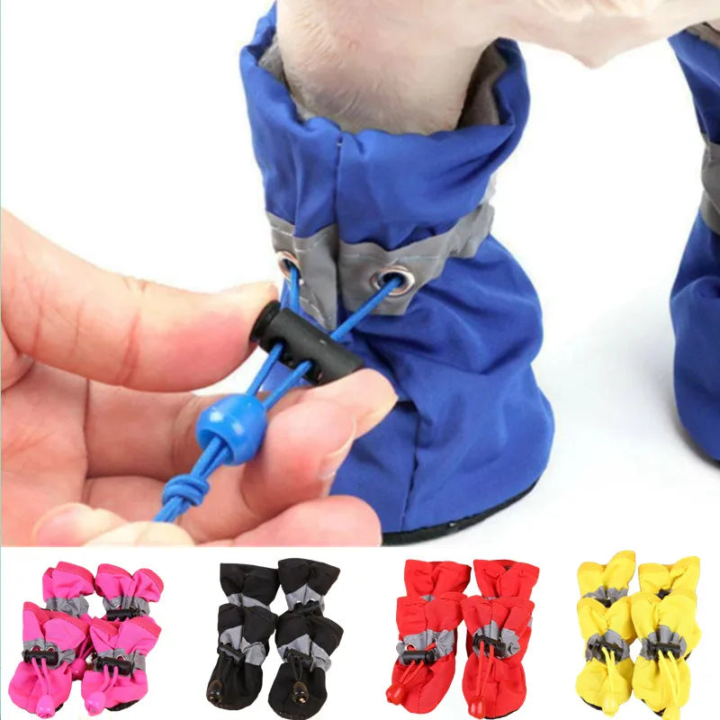 Chaussons imperméables pour chien et chat - Bottes antidérapantes, lot de 4, protection pluie et neige