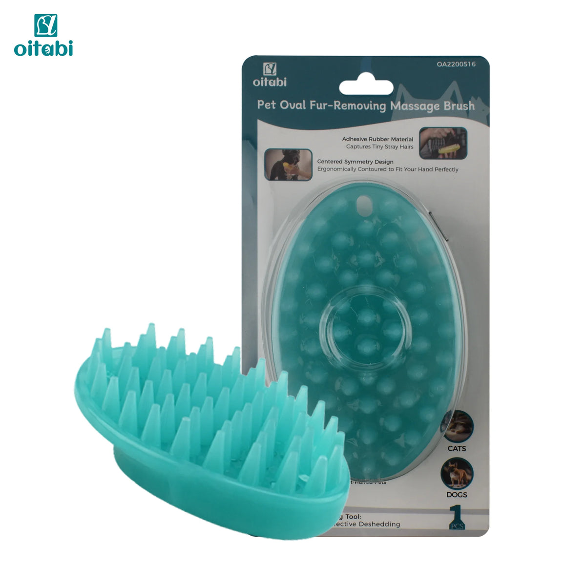 Brosse de toilettage Oitabi pour chat et chien - Massage, démêlage, poils courts
