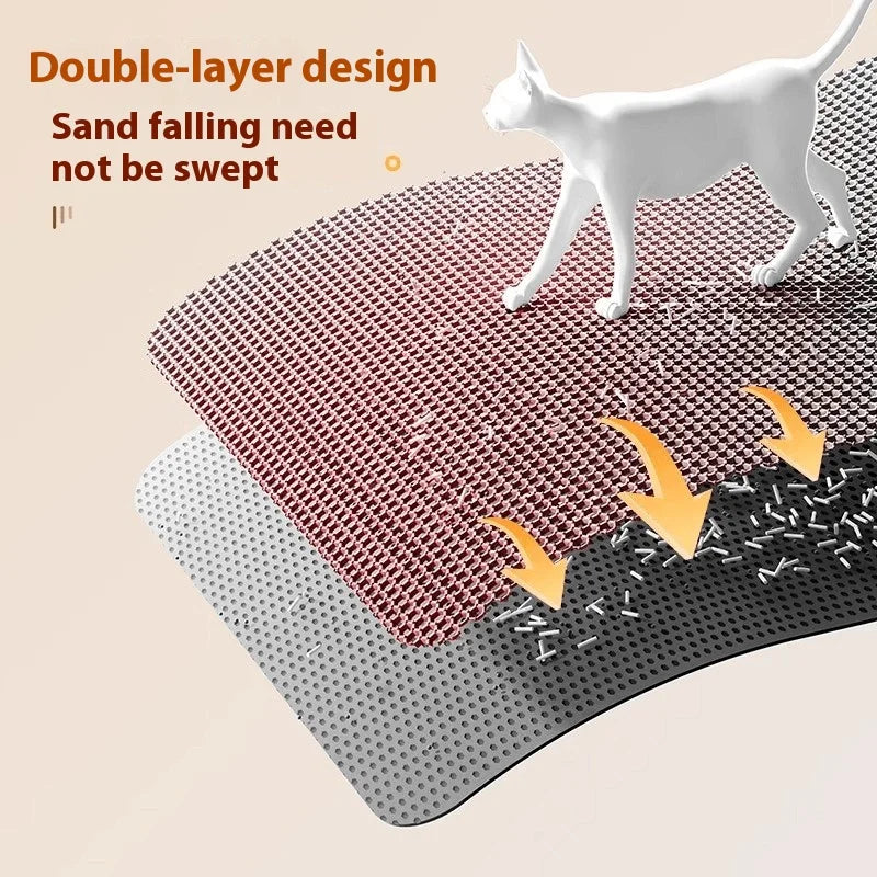 Tapis de litière pour chat étanche antidérapant - Double couche, piège les grains, protège le sol