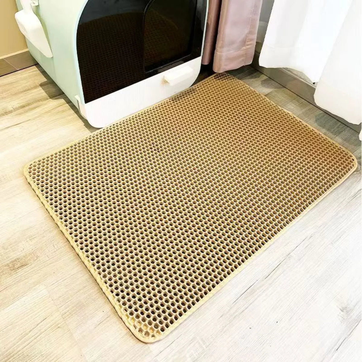 Tapis de litière pour chat étanche antidérapant - Double couche, piège les grains, protège le sol