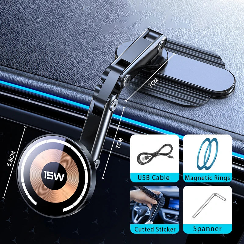 Support voiture magnétique avec chargeur sans fil intégré